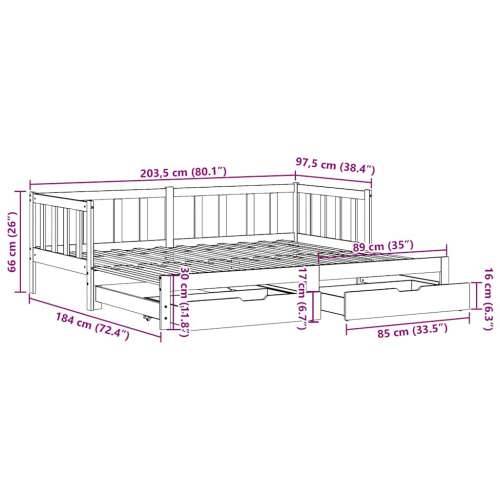 Dnevni krevet na razvlačenje s ladicama bez madraca 90x200 cm - Bijela 90 x 200 cm Cijena