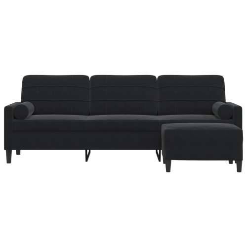 Trosjed s tabureom crni 210 cm baršunasti - Crna 210 cm Cijena