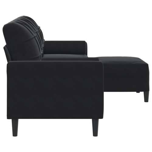 Trosjed s tabureom crni 210 cm baršunasti - Crna 210 cm Cijena