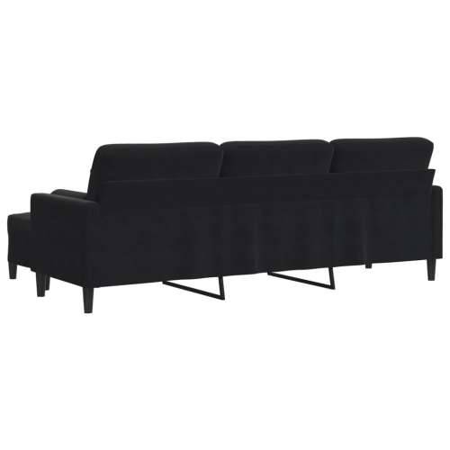 Trosjed s tabureom crni 210 cm baršunasti - Crna 210 cm Cijena