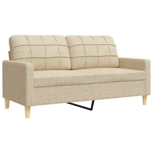 3-dijelni set sofa s tabureom i jastucima krem tkanina - Krema s jastucima i tabureom Cijena