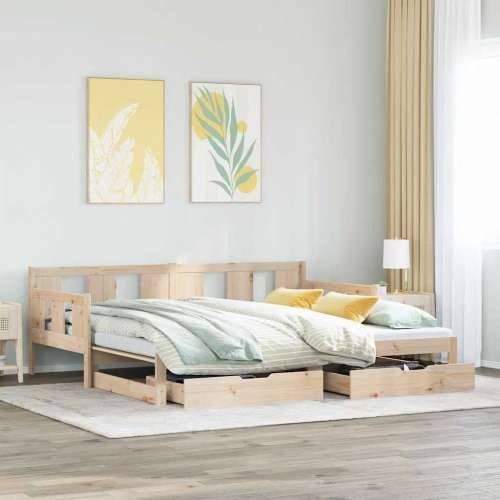 Dnevni krevet na razvlačenje s ladicama bez madraca 90 x 190 cm - Prirodna 90 x 190 cm Cijena