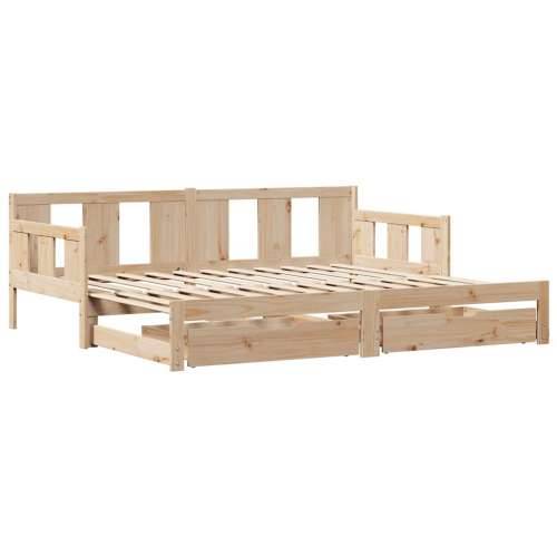 Dnevni krevet na razvlačenje s ladicama bez madraca 90 x 190 cm - Prirodna 90 x 190 cm Cijena