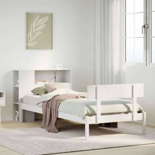 Krevet s regalom za knjige bez madraca bijeli 75x190cm borovina - Bijela 75 x 190 cm Cijena