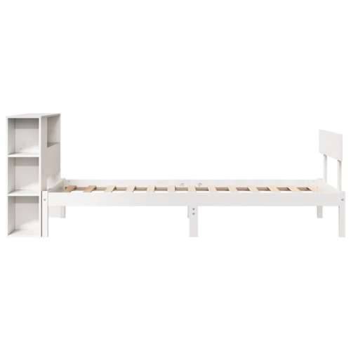 Krevet s regalom za knjige bez madraca bijeli 75x190cm borovina - Bijela 75 x 190 cm Cijena