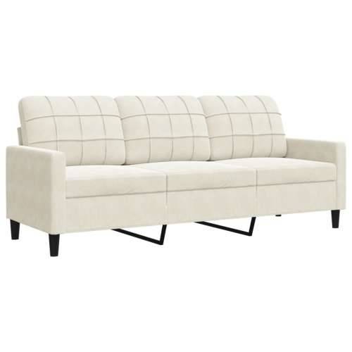 4-dijelni set sofa s jastucima krem baršunasti - Krema s jastucima i tabureom Cijena