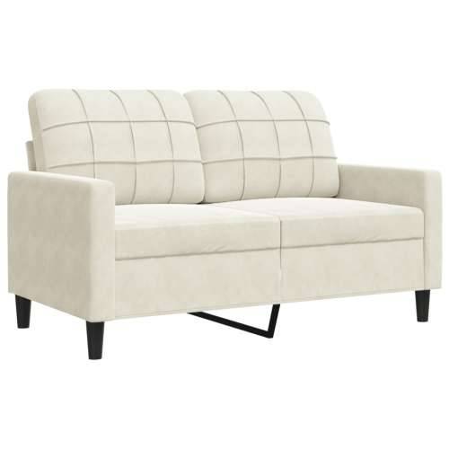 4-dijelni set sofa s jastucima krem baršunasti - Krema s jastucima i tabureom Cijena
