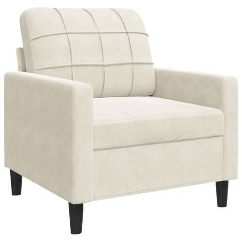 4-dijelni set sofa s jastucima krem baršunasti - Krema s jastucima i tabureom Cijena