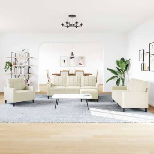 4-dijelni set sofa s jastucima krem baršunasti - Krema S osloncem za noge Cijena