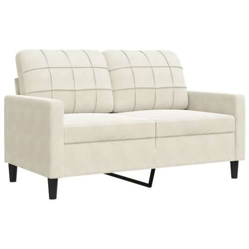 3-dijelni set sofa s jastucima krem baršunasti - Krema s jastucima i tabureom Cijena