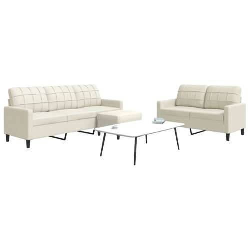 3-dijelni set sofa s jastucima krem baršunasti - Krema S osloncem za noge Cijena