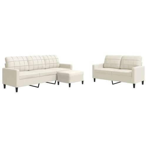 3-dijelni set sofa s jastucima krem baršunasti - Krema S osloncem za noge Cijena