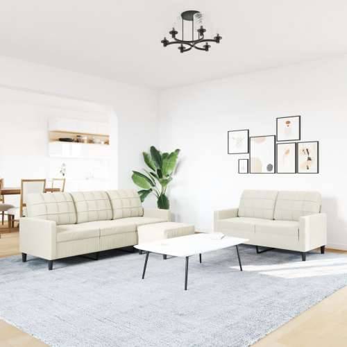 3-dijelni set sofa s jastucima krem baršunasti - Krema S osloncem za noge Cijena