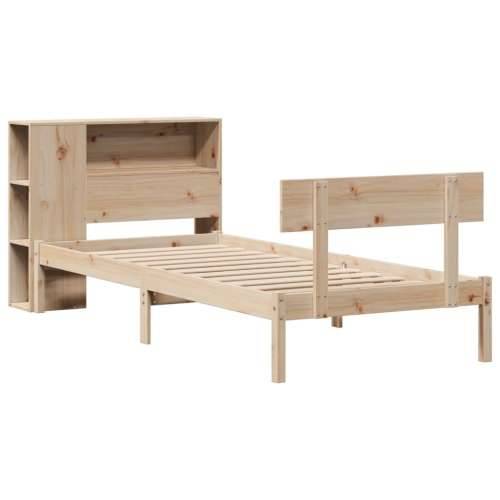 Krevet s regalom za knjige bez madraca 90x200 cm od borovine - Prirodna 90 x 200 cm Cijena