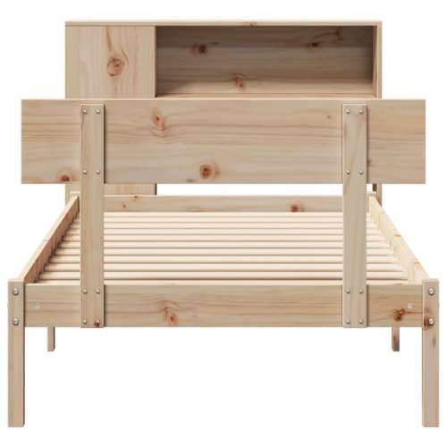 Krevet s regalom za knjige bez madraca 90x200 cm od borovine - Prirodna 90 x 200 cm Cijena