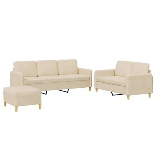 3-dijelni set sofa s jastucima krem od tkanine - Krema S osloncem za noge Cijena