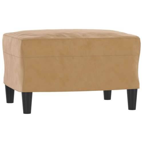 3-dijelni set sofa s jastucima smeđi baršunasti - Smeđa S osloncem za noge Cijena