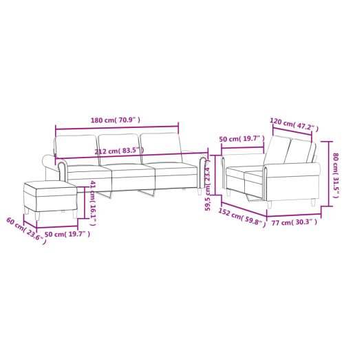 3-dijelni set sofa s jastucima smeđi baršunasti - Smeđa S osloncem za noge Cijena