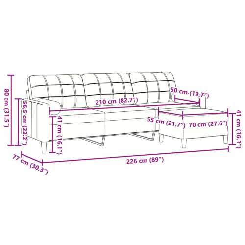 Trosjed s tabureom tamnozeleni 210 cm baršunasti - Tamnozelena 210 cm Cijena