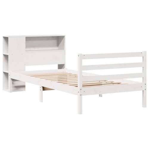 Krevet s regalom za knjige bez madraca bijeli 90x190cm borovina - Bijela 90 x 190 cm Cijena