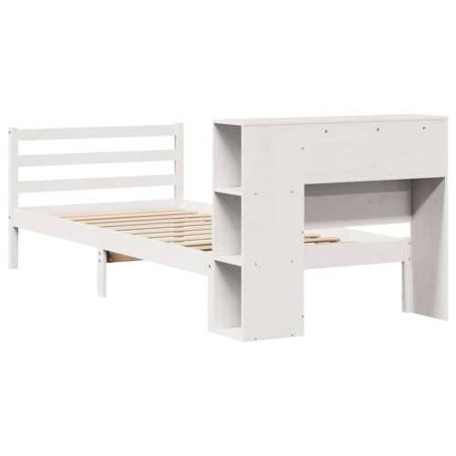 Krevet s regalom za knjige bez madraca bijeli 90x190cm borovina - Bijela 90 x 190 cm Cijena