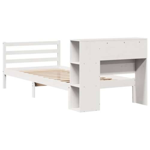 Krevet s regalom za knjige bez madraca bijeli 90x200cm borovina - Bijela 90 x 200 cm Cijena