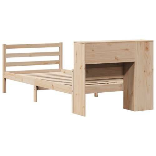 Krevet s regalom za knjige bez madraca 90x200 cm od borovine - Prirodna 90 x 200 cm Cijena