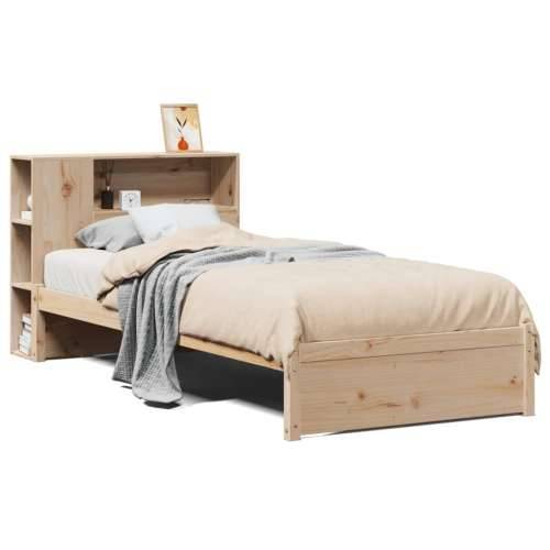 Krevet s regalom za knjige bez madraca 90x200 cm od borovine - Prirodna 90 x 200 cm Cijena