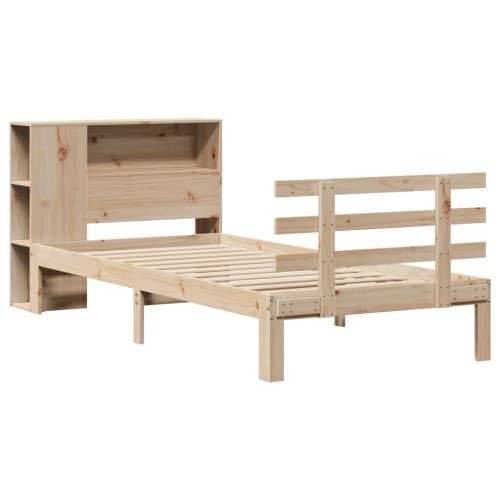 Krevet s regalom za knjige bez madraca 90x200 cm od borovine - Prirodna 90 x 200 cm Cijena