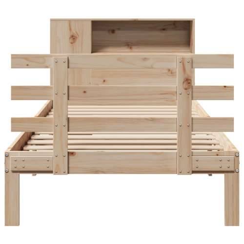 Krevet s regalom za knjige bez madraca 90x200 cm od borovine - Prirodna 90 x 200 cm Cijena