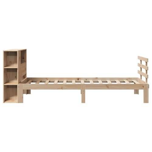 Krevet s regalom za knjige bez madraca 90x200 cm od borovine - Prirodna 90 x 200 cm Cijena