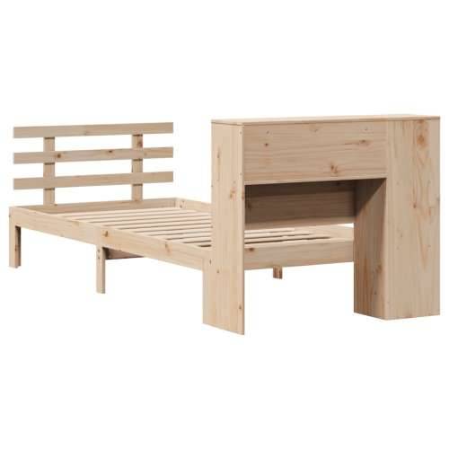 Krevet s regalom za knjige bez madraca 90x200 cm od borovine - Prirodna 90 x 200 cm Cijena