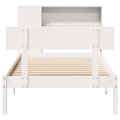 Krevet s regalom za knjige bez madraca bijeli 90x200cm borovina - Bijela 90 x 200 cm Cijena