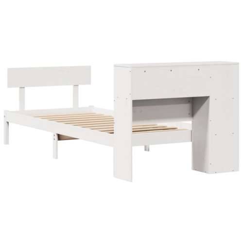 Krevet s regalom za knjige bez madraca bijeli 90x200cm borovina - Bijela 90 x 200 cm Cijena