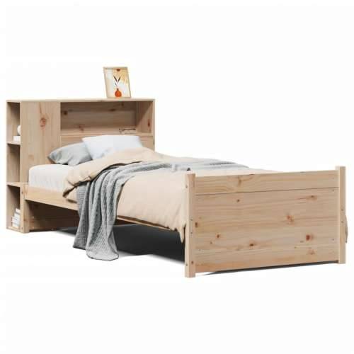Krevet s regalom za knjige bez madraca 75x190 cm borovina - Prirodna 75 x 190 cm Cijena