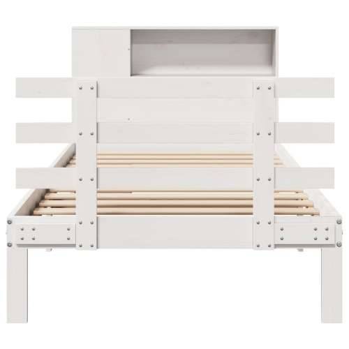 Krevet s regalom za knjige bez madraca bijeli 90x200cm borovina - Bijela 90 x 200 cm Cijena
