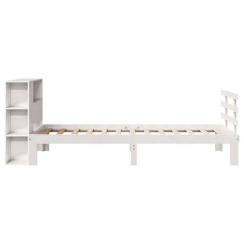 Krevet s regalom za knjige bez madraca bijeli 90x200cm borovina - Bijela 90 x 200 cm Cijena