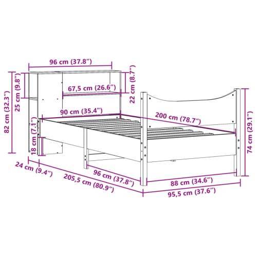 Okvir kreveta bez madraca bijeli 90 x 200 cm masivna borovina - Bijela 90 x 200 cm Cijena