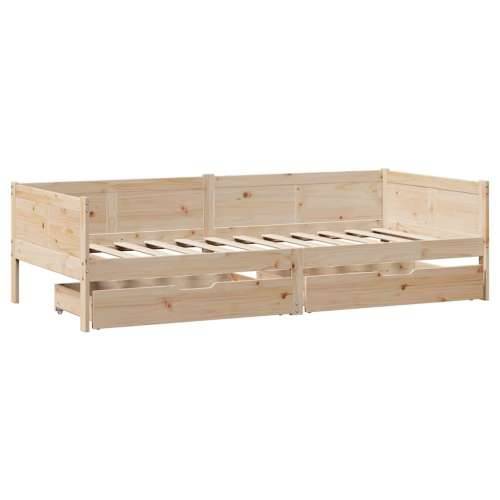 Dnevni krevet s ladicama bez madraca 80x200 cm masivno drvo - Prirodna 80 x 200 cm Cijena