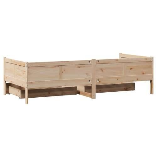Dnevni krevet s ladicama bez madraca 80x200 cm masivno drvo - Prirodna 80 x 200 cm Cijena