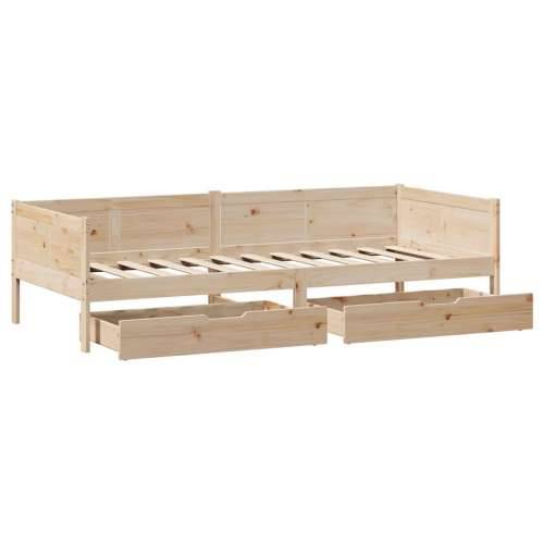 Dnevni krevet s ladicama bez madraca 80x200 cm masivno drvo - Prirodna 80 x 200 cm Cijena