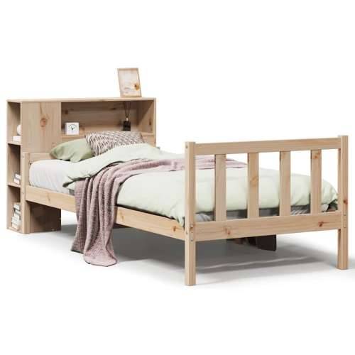 Krevet s regalom za knjige bez madraca 90x190 cm od borovine - Prirodna 90 x 190 cm Cijena
