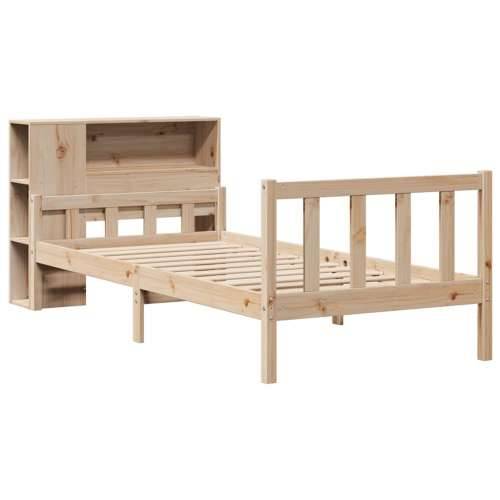 Krevet s regalom za knjige bez madraca 90x190 cm od borovine - Prirodna 90 x 190 cm Cijena