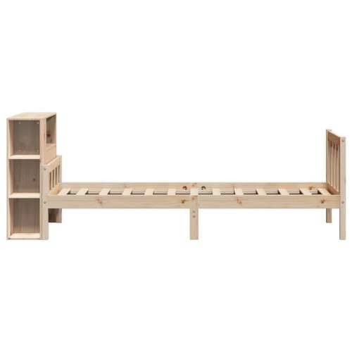 Krevet s regalom za knjige bez madraca 90x190 cm od borovine - Prirodna 90 x 190 cm Cijena