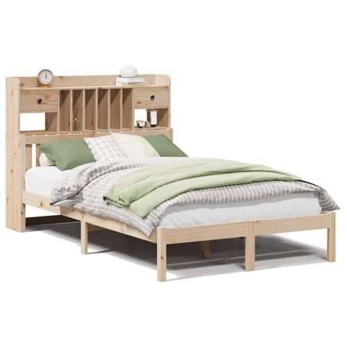 Krevet s regalom za knjige bez madraca 135x190 cm od borovine - Prirodna 135 x 190 cm Cijena
