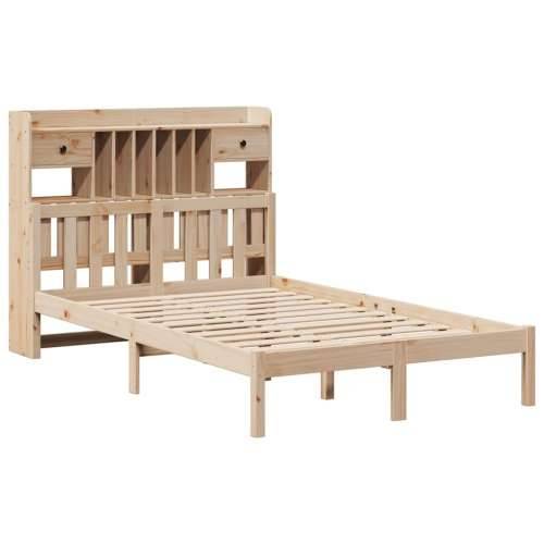 Krevet s regalom za knjige bez madraca 135x190 cm od borovine - Prirodna 135 x 190 cm Cijena