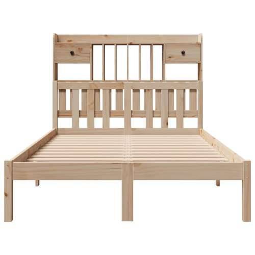 Krevet s regalom za knjige bez madraca 135x190 cm od borovine - Prirodna 135 x 190 cm Cijena
