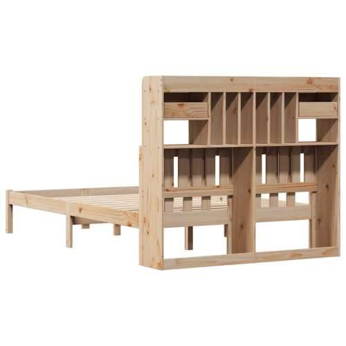 Krevet s regalom za knjige bez madraca 135x190 cm od borovine - Prirodna 135 x 190 cm Cijena
