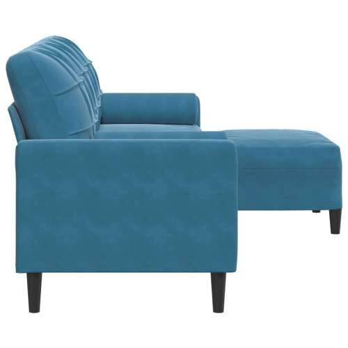 Trosjed s tabureom Plava 210 cm baršunasti - Plava 210 cm Cijena