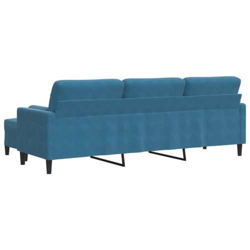 Trosjed s tabureom Plava 210 cm baršunasti - Plava 210 cm Cijena